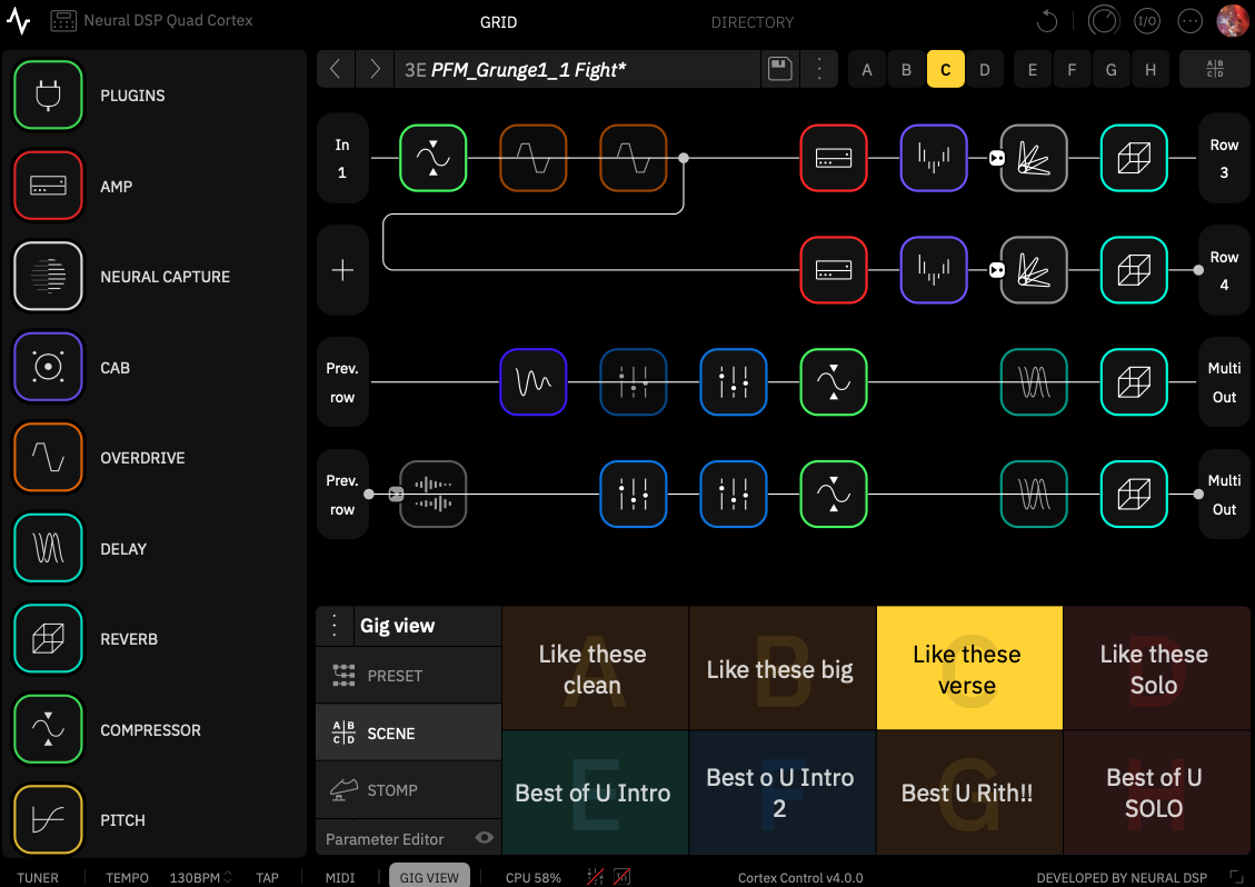PFM_GRUNGE ALTERNATIVE ROCK PACK - 4 Presets - 4 Cab IR Included - 32 Scenes